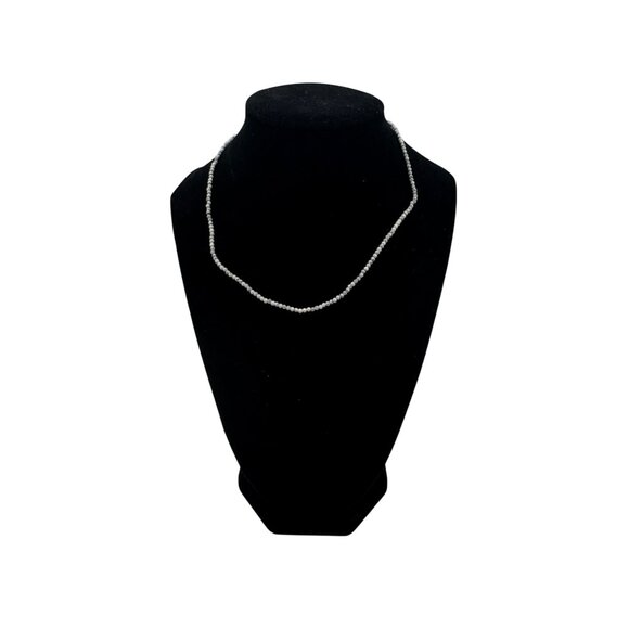 Light Gray Dainty Beaded Necklace Adjustable Chain - Picture 1 of 4